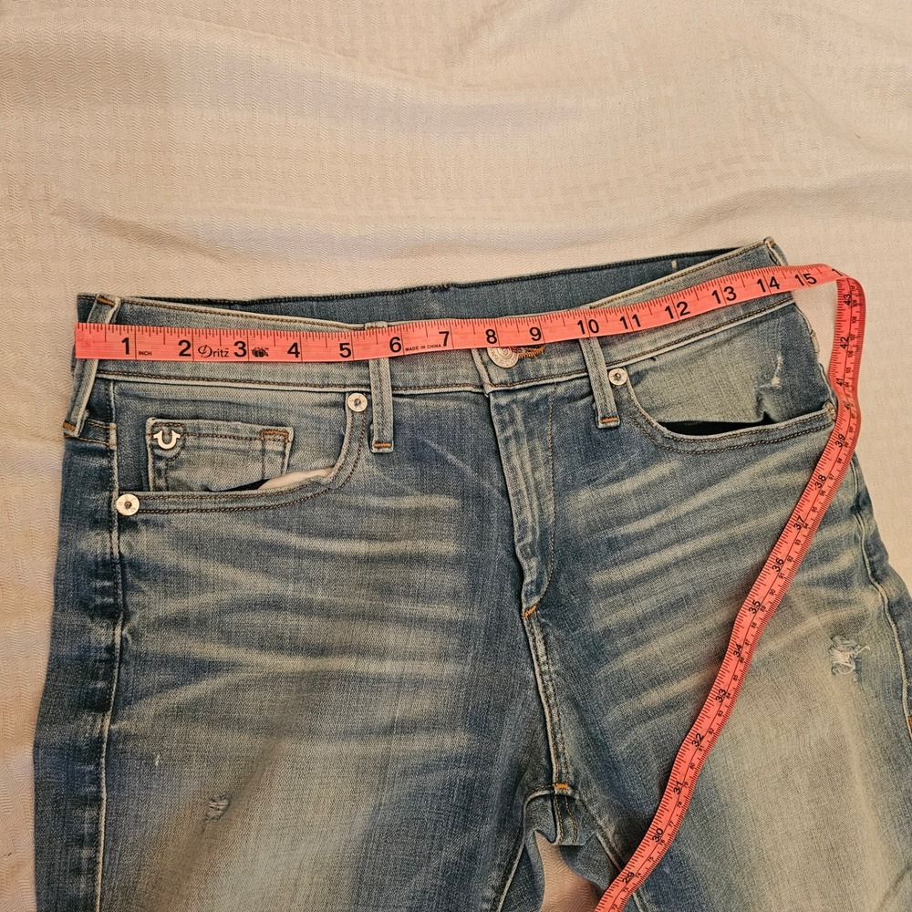 True Religion Nu Boy‎ Slim Boyfit Jeans Womens 25 Blue Distressed Medium Wash - Picture 7 of 8
